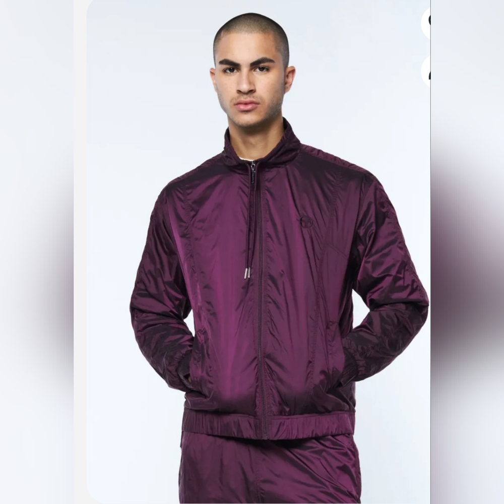 NWT Sergio Tacchini Iridescent Track Jacket in Grape Wine. Size S
